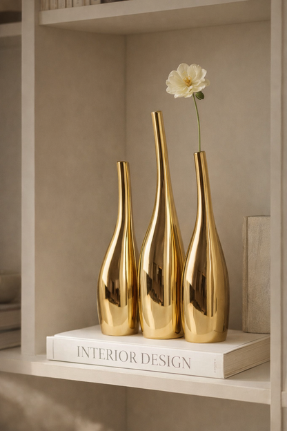 Nordic Gold Plating Ceramic Vases Model Room Home Decor